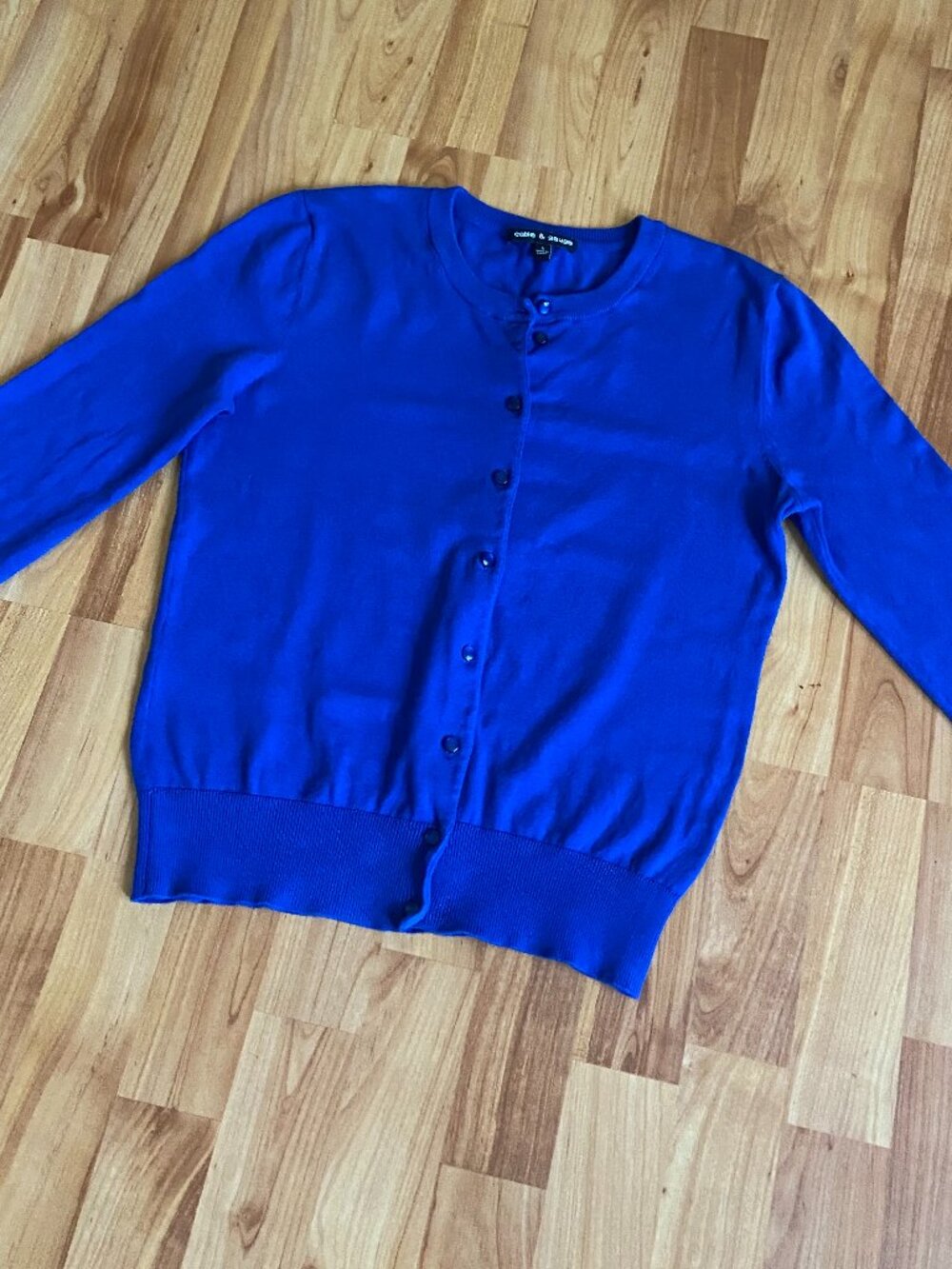 Cable  & Gauge Slim Fit button front Cardigan in royal blue Size Small